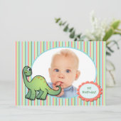 男の子の恐竜の最初の誕生日パーティーの招待状 招待状 (スタンド正面)
