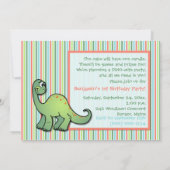 男の子の恐竜の最初の誕生日パーティーの招待状 招待状 (裏面)