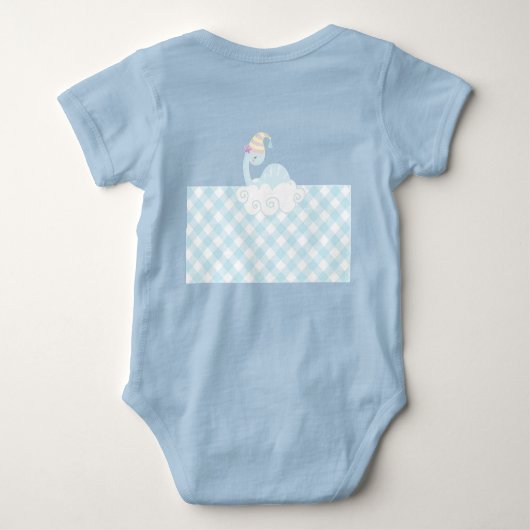 男の子の恐竜の眠り ベビーボディスーツ (裏面)