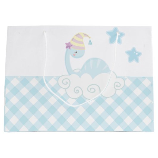 男の子の恐竜の眠り ラージペーパーバッグ (正面)