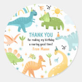 男の子の恐竜の誕生日パーティーのお願い ラウンドシール (正面)