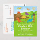 男の子の恐竜の誕生日パーティーのポストカード ポストカード (正面/裏面)