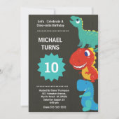 男の子の恐竜の誕生日パーティー　年齢不問の招待状 招待状 (正面)