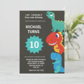 男の子の恐竜の誕生日パーティー　年齢不問の招待状 招待状 (スタンド正面)