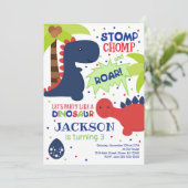 男の子の恐竜の誕生日招待状 招待状 (スタンド正面)