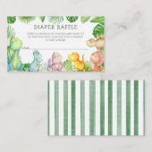 男の子の恐竜の赤ちゃんシャワーおむつラッフル プレイスカード (正面/裏面)
