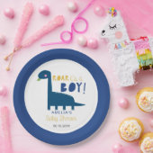 男の子の恐竜の赤ちゃんシャワーかわいい青 ペーパープレート (パーティー)