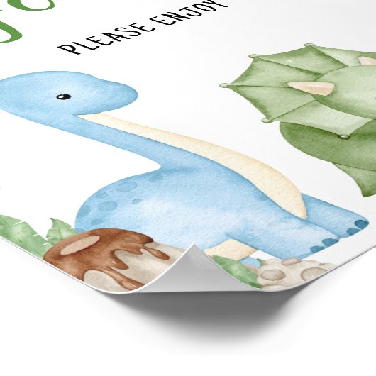 男の子の恐竜の赤ちゃんシャワーの食べ物だ ポスター (角)