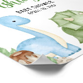 男の子の恐竜の赤ちゃんシャワーへようこそ ポスター (角)