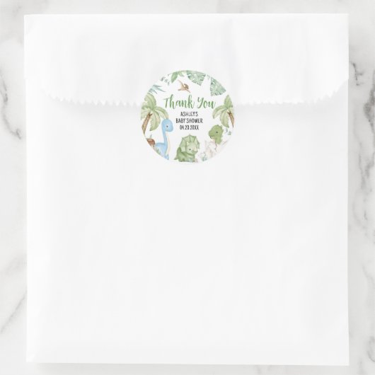 男の子の恐竜の赤ちゃんシャワー ラウンドシール (バッグ)