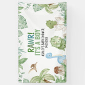 男の子の恐竜の赤ちゃんシャワー 横断幕 (縦)