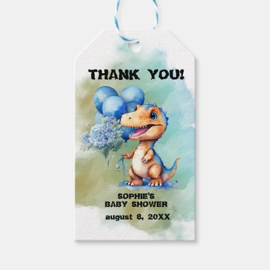 男の子の恐竜を吠える ギフトタグ (正面)