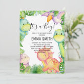 男の子の恐竜ベビーシャワーパーティの招待状 招待状 (スタンド正面)