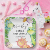 男の子の恐竜ベビーシャワーパーティー紙プレート ペーパープレート (パーティー)