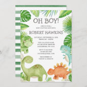 男の子の恐竜ベビーシャワー招待状 招待状 (正面/裏面)