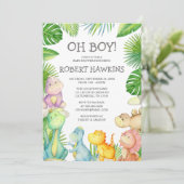 男の子の恐竜ベビーシャワー招待状 招待状 (スタンド正面)