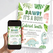 男の子の恐竜ベビーシャワー 招待状