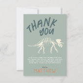 男の子の恐竜化石掘り誕生日感謝 サンキューカード (正面)