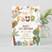 男の子の恐竜4歳誕生日招待状 招待状 (スタンド正面)