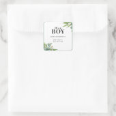 男の子の手のひら離れフローラグリーンベイビーシャワー スクエアシール (バッグ)