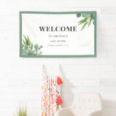 男の子の手のひら離れフローラグリーンベイビーシャワー 横断幕 (インサイチュ)