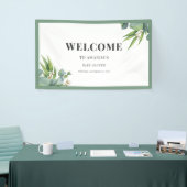 男の子の手のひら離れフローラグリーンベイビーシャワー 横断幕 (トレードショー)