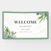 男の子の手のひら離れフローラグリーンベイビーシャワー 横断幕 (横)