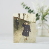 男の子の挨拶のヴィンテージの写真 ポストカード (スタンド正面)