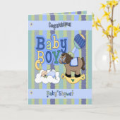 男の子の揺り木馬 カード (黄色い花)