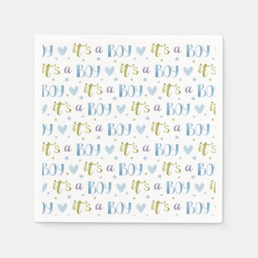 男の子の新生児紙ナプキン スタンダードカクテルナプキン (正面)