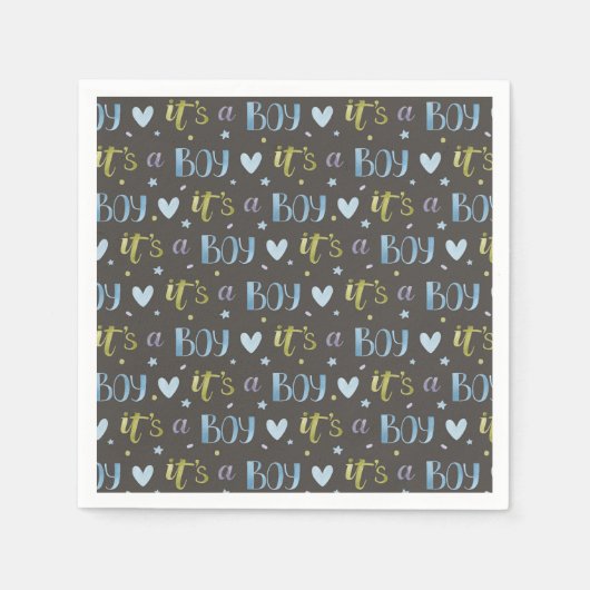 男の子の新生児紙ナプキン スタンダードカクテルナプキン (正面)