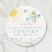 男の子の最初ののまわりに旅行ザ太陽飛行機1st誕生日 フェイバータグ (正面)