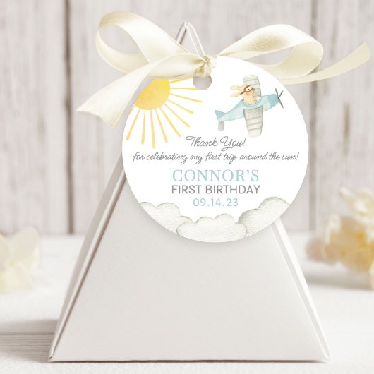 男の子の最初ののまわりに旅行ザ太陽飛行機1st誕生日 フェイバータグ