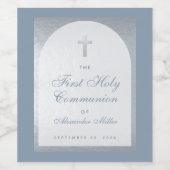 男の子の最初の共産塵の青フェイク銀のアーチ ワインラベル (シングルラベル)