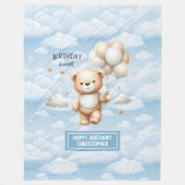 男の子の最初の誕生日のための水色テディ毛布 フリースブランケット (正面)