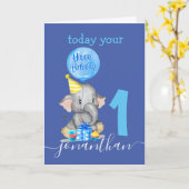 男の子の最初の誕生日カードテーマ カード (黄色い花)