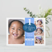 男の子の最初の誕生日パーティー招待状 カスタム 年齢 招待状 (スタンド正面)