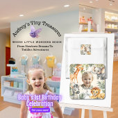 男の子の最初の誕生日 – ジャングルサファリのシール スクエアシール