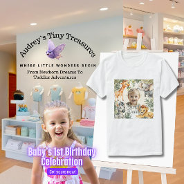 男の子の最初の誕生日 – ジャングルサファリダディTシャツ Tシャツ