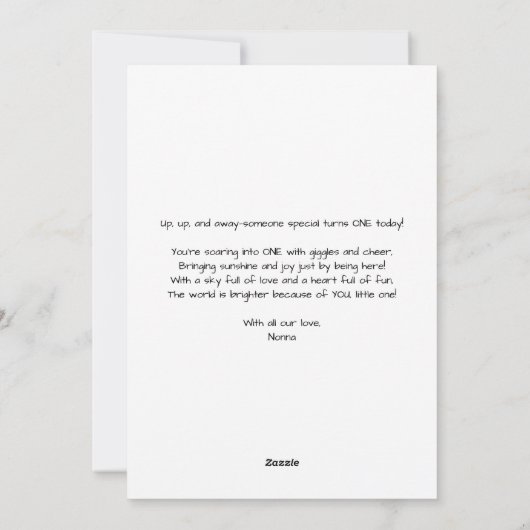 男の子の最初の誕生日 テディベア 飛行機 山 シーズンカード (裏面)