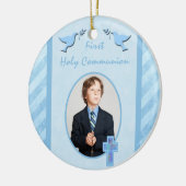男の子の最初聖餐式の写真のオーナメントの記念品 セラミックオーナメント (左)