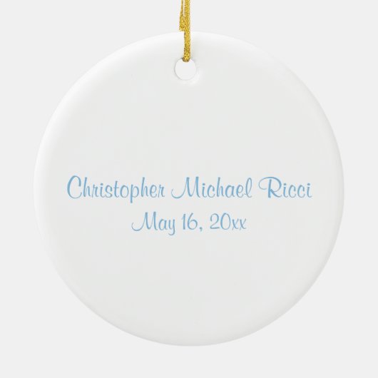 男の子の最初聖餐式の写真のオーナメントの記念品 セラミックオーナメント (裏面)