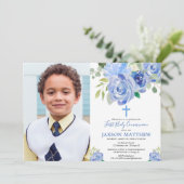 男の子の最初聖餐式の写真の招待 招待状 (スタンド正面)