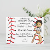 男の子の最初誕生日のパーティの招待状の野球 招待状 (スタンド正面)