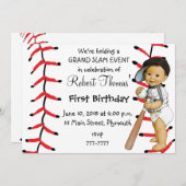 男の子の最初誕生日のパーティの招待状の野球 招待状 (正面/裏面)