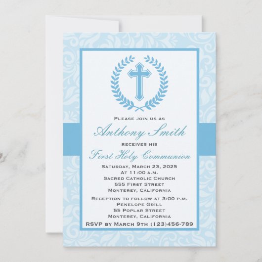男の子の最初Comunionの招待状 招待状 (正面)