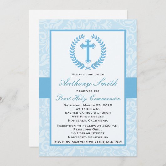 男の子の最初Comunionの招待状 招待状 (正面/裏面)