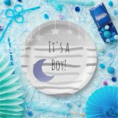 男の子の月と星の赤ちゃんシャワー ペーパープレート (パーティー)