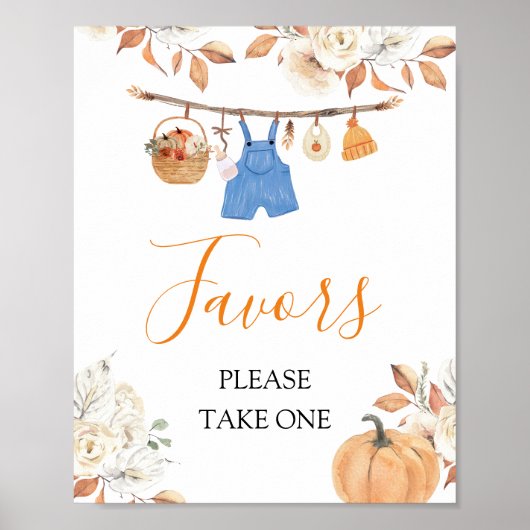 男の子の服カボチャ秋ベビーシャワーの好意 ポスター (正面)