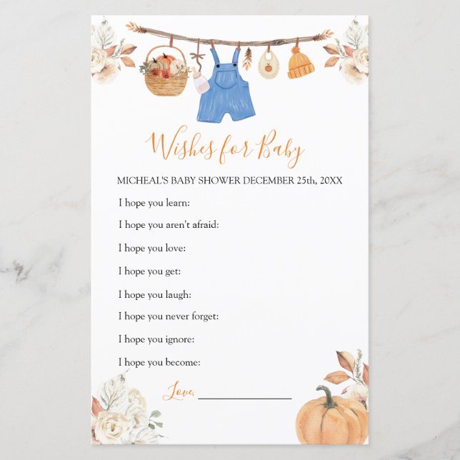 男の子の服カボチャ赤ちゃんシャワーの願いベビー (正面)